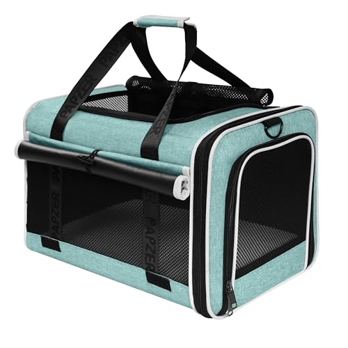 Cat Carrier for Travel, Soft-Sided, Top Loading, Privacy Curtain, to 20 lbs | Medium Pet Carry Bag Anxious Cat, Vet Visits Car Transport, Luggage Sleeve Suitcase Attachable Small Puppy Crate Kennel Teal - color: Teal