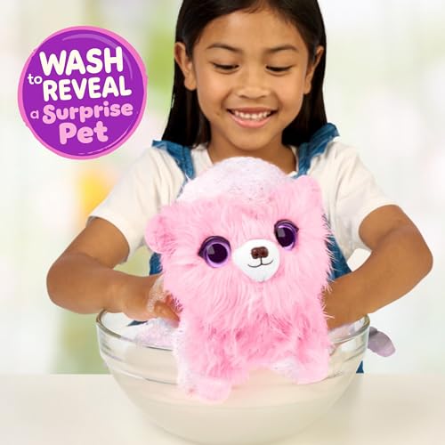 ScruffaLuvs Pink Surprise Pet, Mystery Plush Toy, Wash to Reveal | Wash to reveal 1 of 3 rescue pets, includes deluxe carrier & comb; plush toys for girls ages 3+, gift - style: Pink