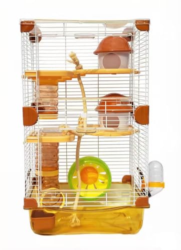 PETZHUBO Hamster Cage Small Animal Cage 3 Layers Transparent Cage Size：10.6"(W) X8.1(L) X18.3 (H) Suitable for Hamsters up to 3.5 inch in Length(Please Note This is Mini cage that for Mini Hamster)