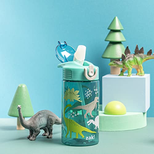 Zak Designs Dinosaur 16oz Leak-Proof Straw Kids Water Bottle, Plastic - color: Dinosaur, size: 16 Ounces