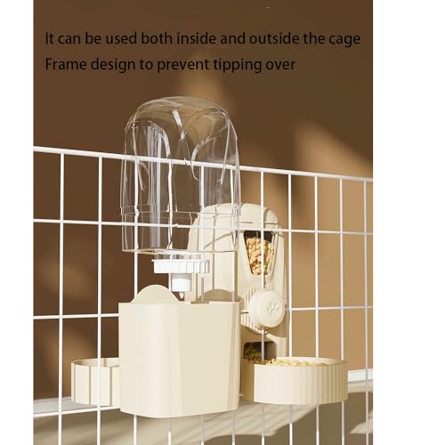 Hanging Pet Feeder Water Dispenser Set - 2-in-1 Gravity Food Water Bowl for Cats Small Dogs Rabbits, Cage Mounted No-Spill Pet Feeding Station (Light Coffee) - color: Light coffee