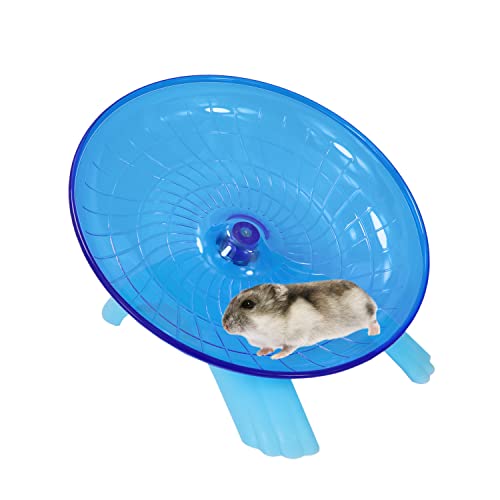 Hamster Flying Saucer Silent Running Exercise Wheel for Gerbil Rat Mouse Hedgehog Small Animals (Blue) - color: Blue