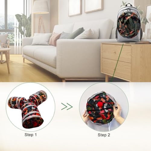 Cat Tunnel Tube Toys, 3 Ways Tunnels for Indoor Cats with Play Ball | Collapsible Pet Tube with Interactive Peephole Interactive Toy for Rabbits, Kittens, Ferrets, Puppy(Mushroom) - color: Mushroom