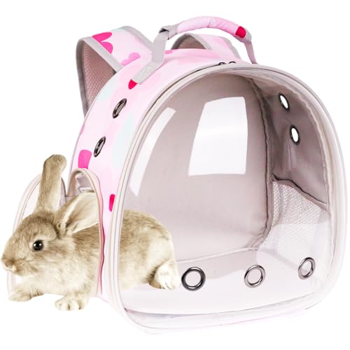 Portable Small Animal Backpack Travel Breathable Pet Carrier Bag Cages for Guinea Pig, Rabbit, Bearded Dragon, Squirrel, Tortoise, Bird, Lizard, Sugar Glider - color: Flower Print