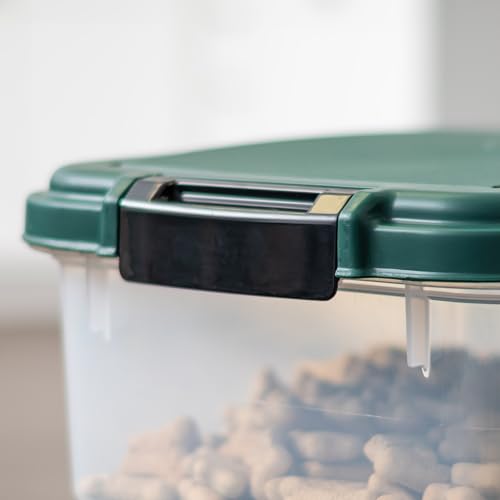 IRIS USA Airtight Pet Food Container, Up to 30 lbs & 11 lbs, Green | Airtight Seal, BPA-Free, 2-Cup Scoop, Stackable Design, Rolling Wheels, Dual Storage - size: 30 lbs, 11 lbs
