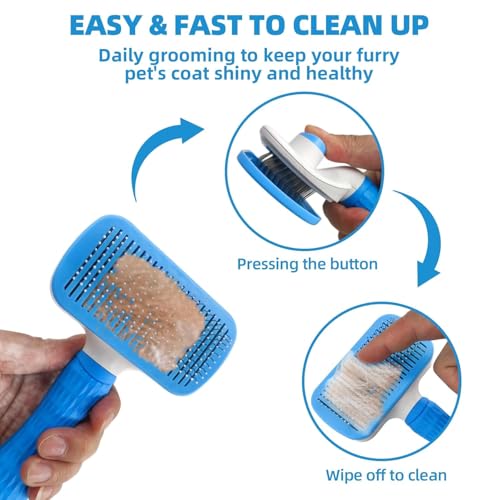 Dog Brush for Shedding,9 PCS in One Pet Slicker Hair Brush Kit with Pet Nail Clipper and File - Dog Cat Grooming Deshedding Undercoat Rake Brush Comb for All Small Large Dogs Cats Blue - color: 9-Blue