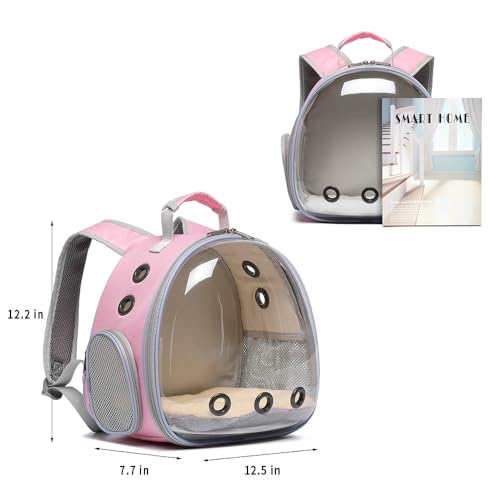 Bunny Carrier, Guinea Pig Carrier,Small Animal Carrier Backpack for Rabbit,Bearded Dragon, Lizard,Hamster,Kitten. Breathable Pet Travel Cage Bag (Pink) - color: Pink