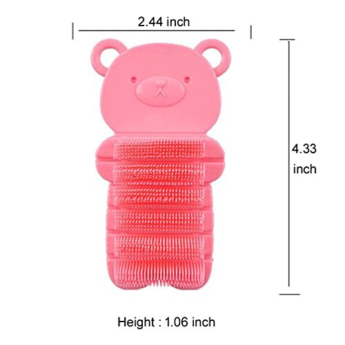 Baby Nail Brush, Kids Nail Scrubber Brush, Toddler Scrub Brush, Pink | Finger Nails Scrub Brush for Cleaning Fingernails Dirt Cleaner, Soft Bristle, For Baby Children, Cute Animal Bear Style - color: Pink