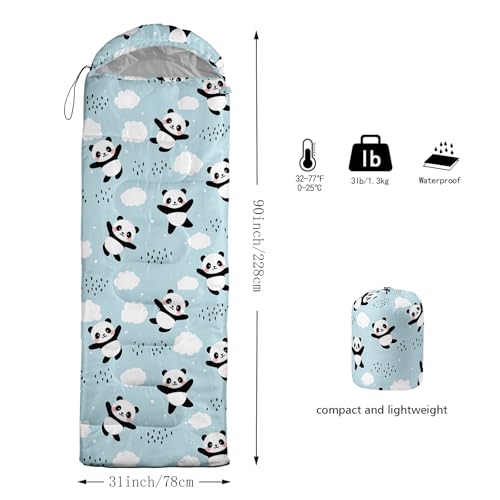 Galaxy Wolf Camping Sleeping Bags Warm & Cool Weather Waterproof Backpacking Blue Purple Starry Sky Sleeping Bag All Seasons Camping, for Adult Kids Boy Girls Camping Gear Equipment, Traveling - color: H-Panda1