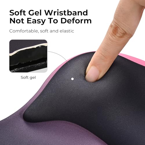 EooCoo Mouse Pad with Gel Wrist Rest, Ergonomic Mousepad Wrist Alignment | Middle Concave Design for Natural Wrist Alignment, Non-Slip Base Mousepad, Carpal Tunnel Relief, Office Desk Accessories - color: Black Pink
