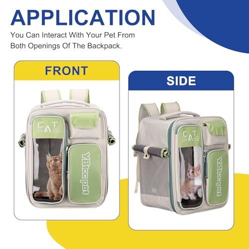 Pet Backpack Carrier, Portable and Ventilated, Oxford Cloth, Dogs Cats and Small Animal Travel Bag 12.99" Up to 16.5 Lbs, (Green), Intended for Hiking/Camping/Traveling - color: Green