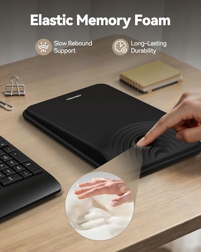 TECKNET Ergonomic Mouse Pad with Wrist Rest, Comfortable Relieves Pain | Built-in Memory Foam and Ergonomic Slope Design Relieves Carpal Tunnel Syndrome Pain, Mousepad for Office Gaming - color: Black