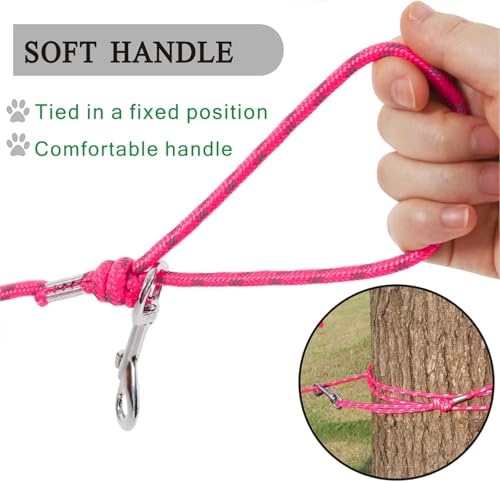 Reflective Cat Leash -30FT Cat Cable Out Escape Proof Walking Yard Long Durable Safe Leash Traning Play Outdoor for Puppies/Kittens/Small Animals(Hotpink) - color: Hotpink, size: 30FT