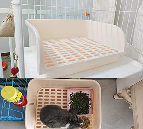 Hamiledyi Large Rabbit Litter Box Corner Bedding Box Chinchilla Toilet Trainer Square Potty Pet Pan for Adult Guinea Pig, Galesaur.Ferret and Other Animals (White) - color: WHITE