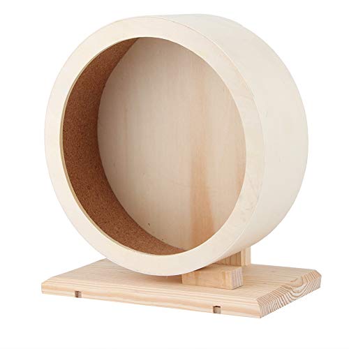 Tiiyee Wooden Hamster Exercise Wheel, Silent Silent Running Wheel Wooden Small Pets Quiet Spinner Play Toy Cage Accessories for Dwarf Syrian Hamster Rat Gerbil Mice Guinea Pigs(S)