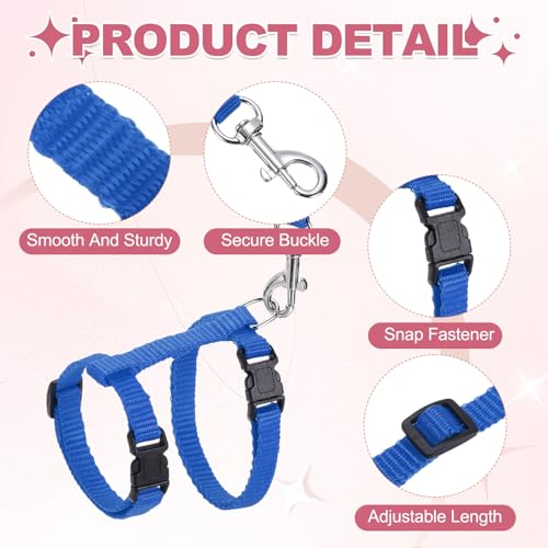 Rabbit Harness and Leash, Escape Proof Bunny Cat Leash Small Animal Harness Soft Adjustable Buckle(2Pcs, Sapphire) for Bunny Kitten Cats Puppies Walking Hiking Training - color: Sapphire