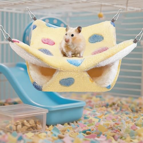 2 Pcs of Rat Hammocks Small Animal Hammock Rat Bed Guinea Pig Hammock Rats Cage Accessories for Small Animals Chinchilla Parrot Sugar Glider Ferret Squirrel - color: Yellow£¬Pink