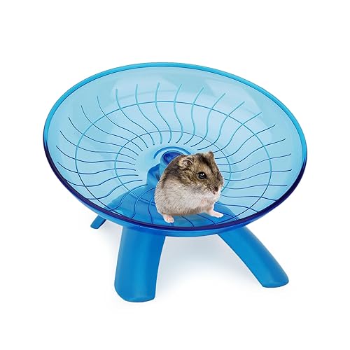 Hamster Wheel Flying Saucer Silent Exercise Wheel Running Wheel for Hamsters, Gerbils, Mice and Other Small Pets, Silent Hamster Running Wheel(Blue) | Non-slip surface, smooth & quiet spinning, durable plastic, encourages healthy exercise, for dwarf hamst
