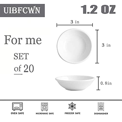 UIBFCWN 20 Pack Ceramic Dipping Bowls, 3 Inch Dipping Sauce Bowls/Dishes, 1.2 oz Soy Sauce Dish, Asian Dipping Dishes for Ketchup, BBQ, Side Dish, Sushi, Condiments, Appetizer - color: Round, size: 20 Pack