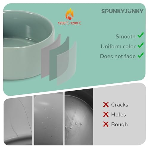 SPUNKYJUNKY 13.5OZ Ceramic Dog and Cat Bowl, Modern Cute Weighted Food Water Bowl for Replacement Morandi Green (1 Pack) - color: Morandi Green, size: 1.7 CUPS