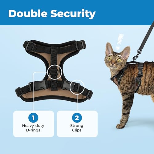Voyager Escape-Proof Step-in Lock Cat Harness & 5ft Neoprene-Handle Leash Set All-Weather Mesh with Reflective Stitching for Small to Large Cats by Best Pet Supplies, Army (327), S - color: Army (327), size: S (Chest: 15 - 18")