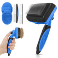 Self Cleaning Shedding Brush - 5-in-1 Professional Pet Grooming Kit Skin Friendly Grooming Tool for Dogs, Cats, and Puppies, Deshedding and Hair Removal for Long and Short Haired Pets, Blue - color: Blue