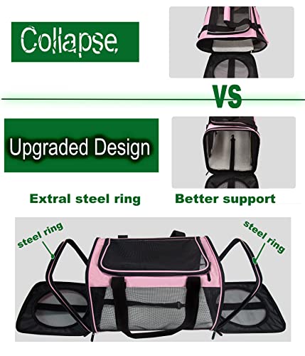 Soft-Sided Pet Carrier for Cats Small Dogs of 15 Lbs Medium Pink - color: New-Pink, size: Medium