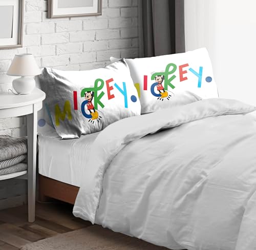 Sunny Side Up Disney Mickey Mouse 2 Pack Reversible Pillowcases - Double Sided Pillow Covers, Kids Super Soft Bedding - color: White - Mickey Mouse