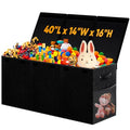 Large Toy Storage Box with Lid, Dividers, Collapsible Kids Toy Chest, Black | Toy Box for Boys, Girls, Nursery, Bedroom, Living Room, Playroom, 40X14X16 inches - color: Extra Large Black
