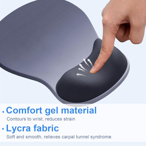 Ergonomic Mouse Pad with Gel Wrist Support, Comfortable Wrist Rest Mousepad with Non-Slip PU Base for Pain Relief, Desk, Home & Office(Midnight) - color: Midnight