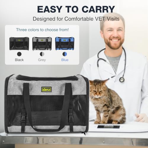 Pet Carrier 20"x13"x13", Foldable Soft Travel Bag for Cats & Dogs | Portable carrier with anti-scratch mesh and sturdy support. Fits two cats, small dogs and pets up to 25 lbs for travel. - color: Gray, size: 20x13x13 In