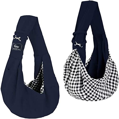 Dog and Cat Sling Carrier - Hands Free Reversible Pet Papoose Bag - Soft Pouch and Tote Design - Suitable for Puppy, Small Dogs Cats Outdoor - color: Classic Blue