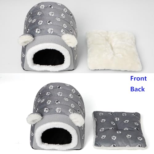 Hedgehog Bed Cave Hideout Hedgehog House Hedgehog Accessories, Hamster Small Animals Cage Supplies Warm House (Grey) - color: Grey