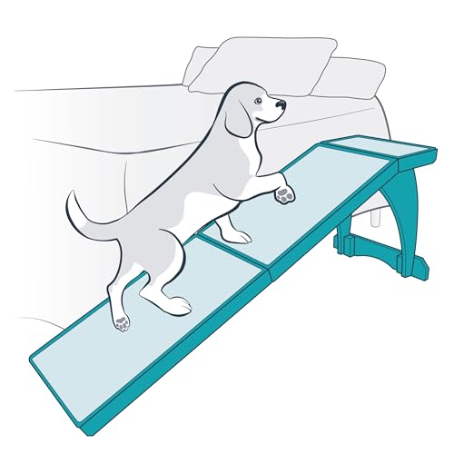 PetSafe CozyUp Bed Ramp - Supports Pets Back & Joints - High Traction Carpet Surface - Furniture-Grade Wood - Cherry or White Finish - Heavy Duty Bed Access Ramp - Cherry | Durable Wood Ramp with High-Traction Carpet Surface, for Small Dogs & Senior Dogs/