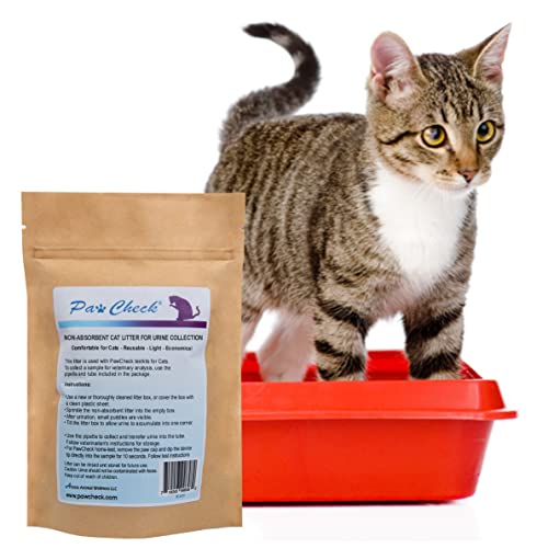 PawCheck Cat Litter for Urine Collection - Reusable and Non-Absorbent Cat Urine Collection Home Kit Intended to Monitor Cat Health - size: 4 Piece Set