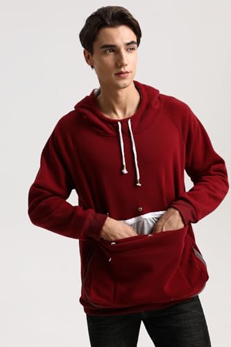 Pet Cat Dog Pouch Hoodie Small Animal Carrier – Kitten Puppy Pouch Sweatshirt Holder Fleece Unisex Hoodies Burgundy - color: Burgundy, size: Medium