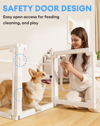 Clear Acrylic Dog Play Pen Indoors,24" Puppy Playpen(10 planels) | Tool-Free Assembly & Easy Clean,Pet Playpen for Puppy/Cats/Kitten/Rabbits/Pigs,Indoor and Outdoor Use - size: 24"H