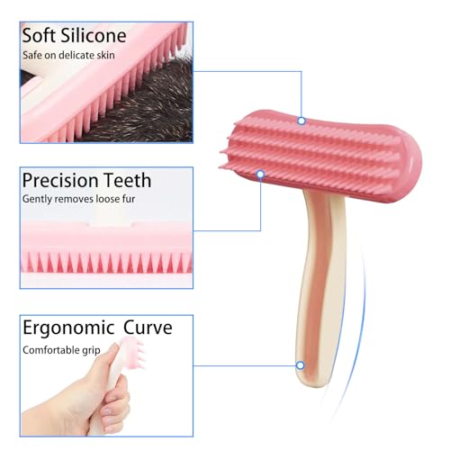 2 Pack Bunny and Chinchilla Grooming Brush – Soft Silicone De-Shedding Bath & Massage Comb for Rabbits, Guinea Pigs, Small Pets, Cats, Dogs, Kittens & Puppies