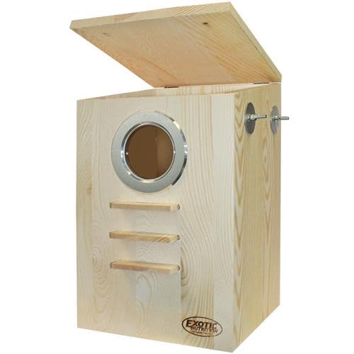 Squirrel Nest Box - Cage Attachment, Hinged Lid, Perching Ledge - for Squirrels, Sugar Glider, Rat, Finch, Parakeet, Lovebird, Canary, Cockatiel, Other Birds & Small Pets - size: Extra Large