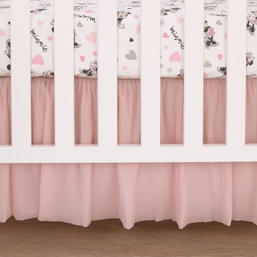 Disney Minnie Mouse My Happy Place Pink, Black, Gray, and White 100% Cotton Nursery Fitted Crib Sheet - color: Minnie Mouse - My Happy Place