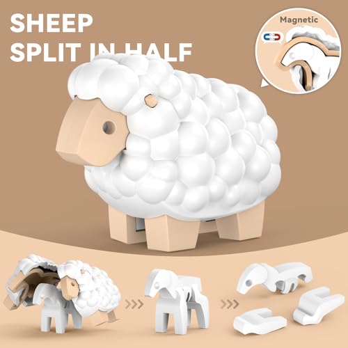 Magnetic Animal Building Toys, STEM Toddler Learning Toys 3D Puzzle Animals for Boys Girls, Educational Magnetic Travel Montessori Toy Sheep Wolf Reindeer Sloth,Unique Birthday Gift for Kids 3 4 5 6 7 - style: Forest Animals