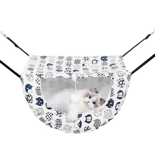 Admaison Cat Hammock for Cage with Ball,Hanging Pet Hammock Bed Adjustable,Double Layer Soft Sleeping Hammock for Cats,Ferret,Puppy,Rabbits,Small Animals,1Pack (White) - color: White
