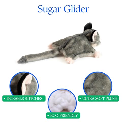 The Petting Zoo Sugar Glider Stuffed Animal Plushie, Gifts for Kids, Wild Onez Wildlife Animals, Sugar Glider Plush Toy 9 inches