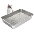 Stainless Steel Cat Litter Box,Extra Large Metal Litter Box,20Lx14x4 in | Extra Large Metal Litter Tray for Big Cats Kitty Rabbits,No Smell,Non Stick,Easy to Clean - color: 4"H, size: 20"L x 14"W