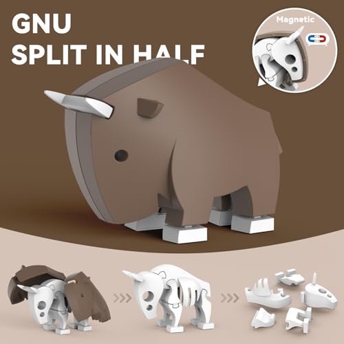 Magnetic Animal Building Toys, STEM Toddler Learning Toys 3D Puzzle Animals for Boys Girls, Educational Magnetic Travel Montessori Toy Lion Elephant Crocodile, Unique Birthday Gift for Kids 3 4 5 6 7 - style: Savanna Animals