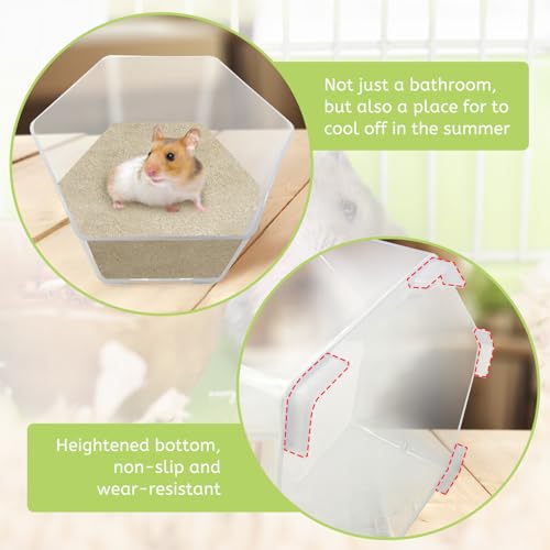 Hamiledyi Hamster Sand Bath Box Transparent Gerbil Digging Sand Container Acrylic Small Dwarf & Syrian Hamster Shower Bathtub with Climbing Ladder Bowl and Scoop Cage Accessories for Lemmings (Bunny) - style: Bunny