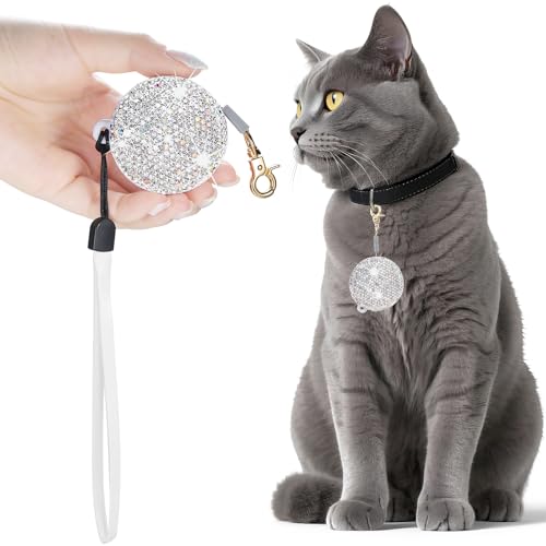 SlowVibes Bling Mini Retractable Dog Cat Leash, 6.5 ft, for Small Pet | Portable rhinestone leash for small dogs, cats, rabbits up to 11 lb, anti-pull strong nylon tape, wrist strap, one-hand brake