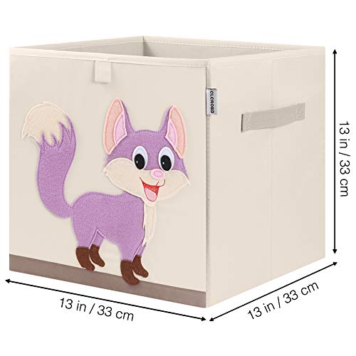13 Inch Animal Cube Storage Bins, Foldable Fabric Kids Toy Box & Toy Chest | Kids Storage Cubes, Toy Storage Organizer Basket for Toddlers, Boys and Girls, Playroom and Nursery (Fox) - color: Fox