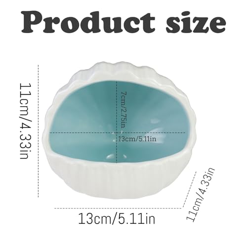 WishLotus Ceramic Hamster Hideout, Adorable Sea Shell Shaped Hamster House, Large-Opening Small Animal Hideout, Small Animal Hideout Habitat Decor for Dwarf Hamsters Gerbils Chinchilla (Blue L) - color: Blue L