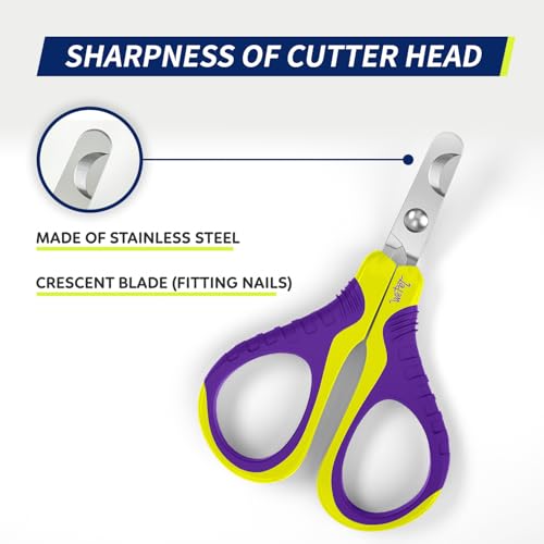 Pet Nail Clippers U07.1, Professional Claw Trimmer, Bended Scissor Special for Cats, Kittens, Dogs, Puppies, Small Animals, Yellow/Purple - color: #16 Yellow/Purple